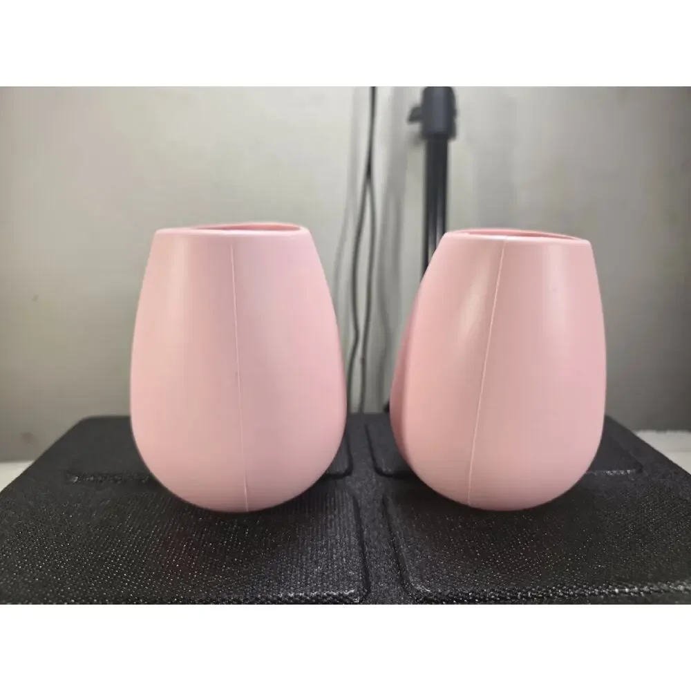 Set Of 2 Pink Odene Silicone Stemless Wine Glasses NEW Retail $20